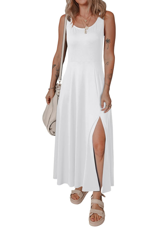 Crew Neck Sleeveless Sundresses