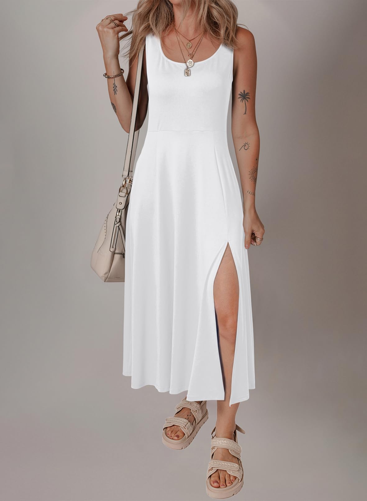 Crew Neck Sleeveless Sundresses
