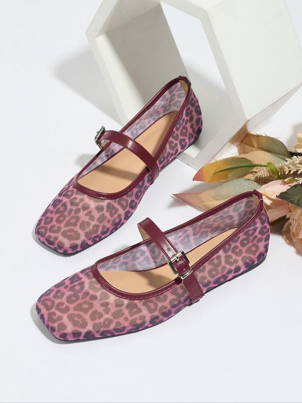 Leopard Print Mary Jane Flats Shoes