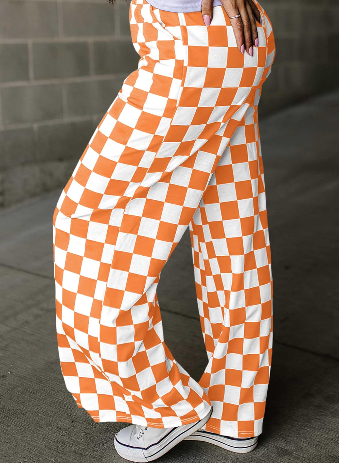 Checkered Pants Orange and White