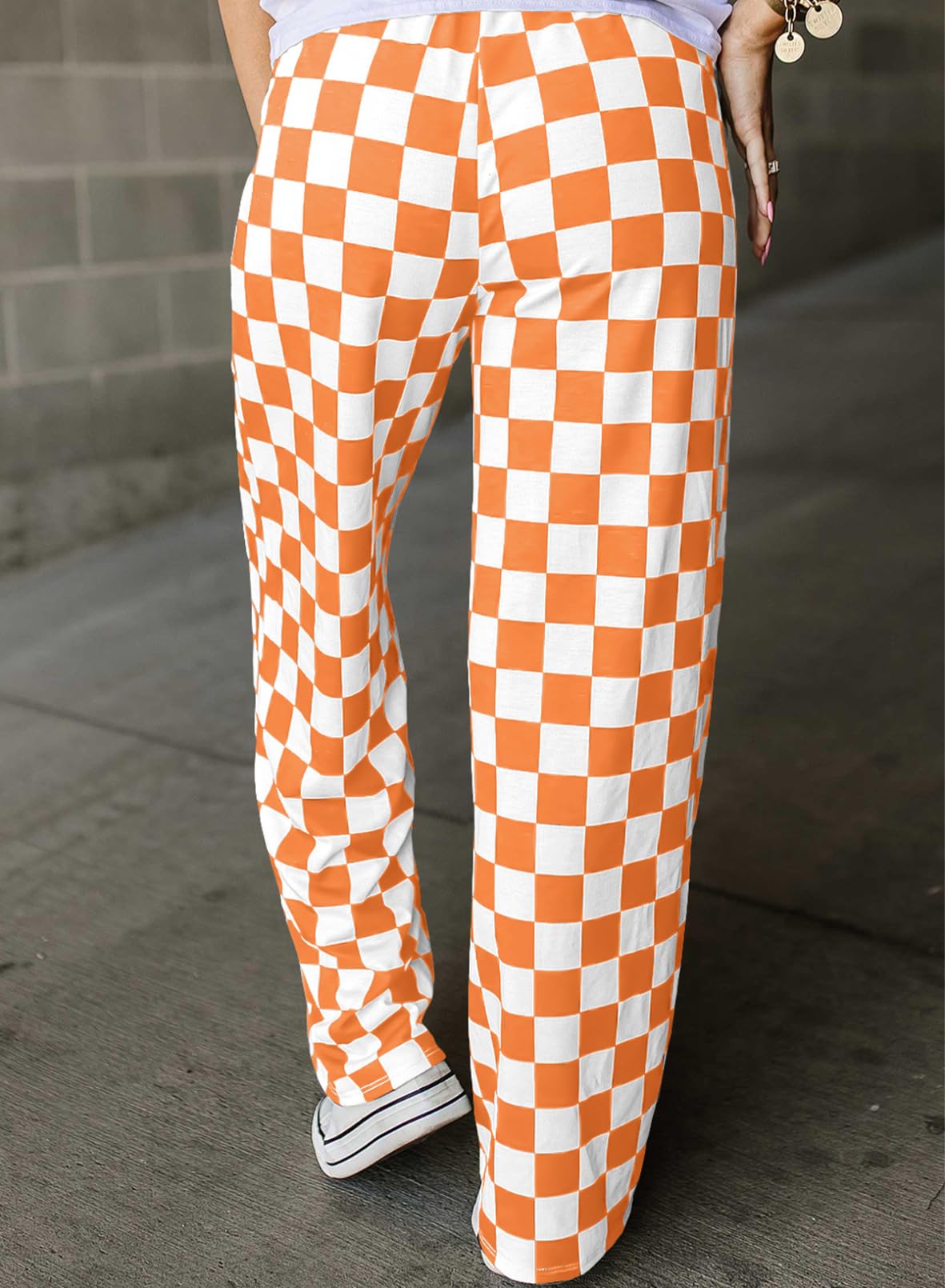 Checkered Pants Orange and White