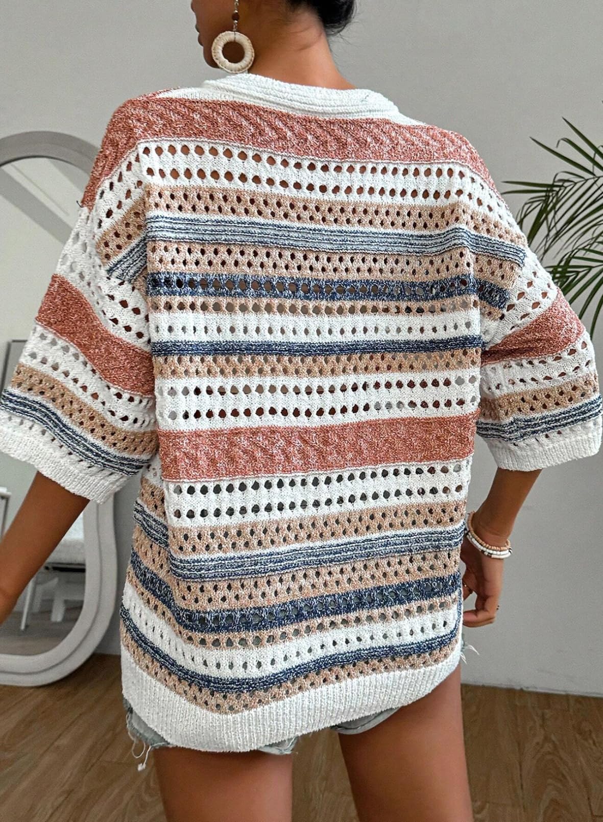 Short Sleeve Crochet Sweater