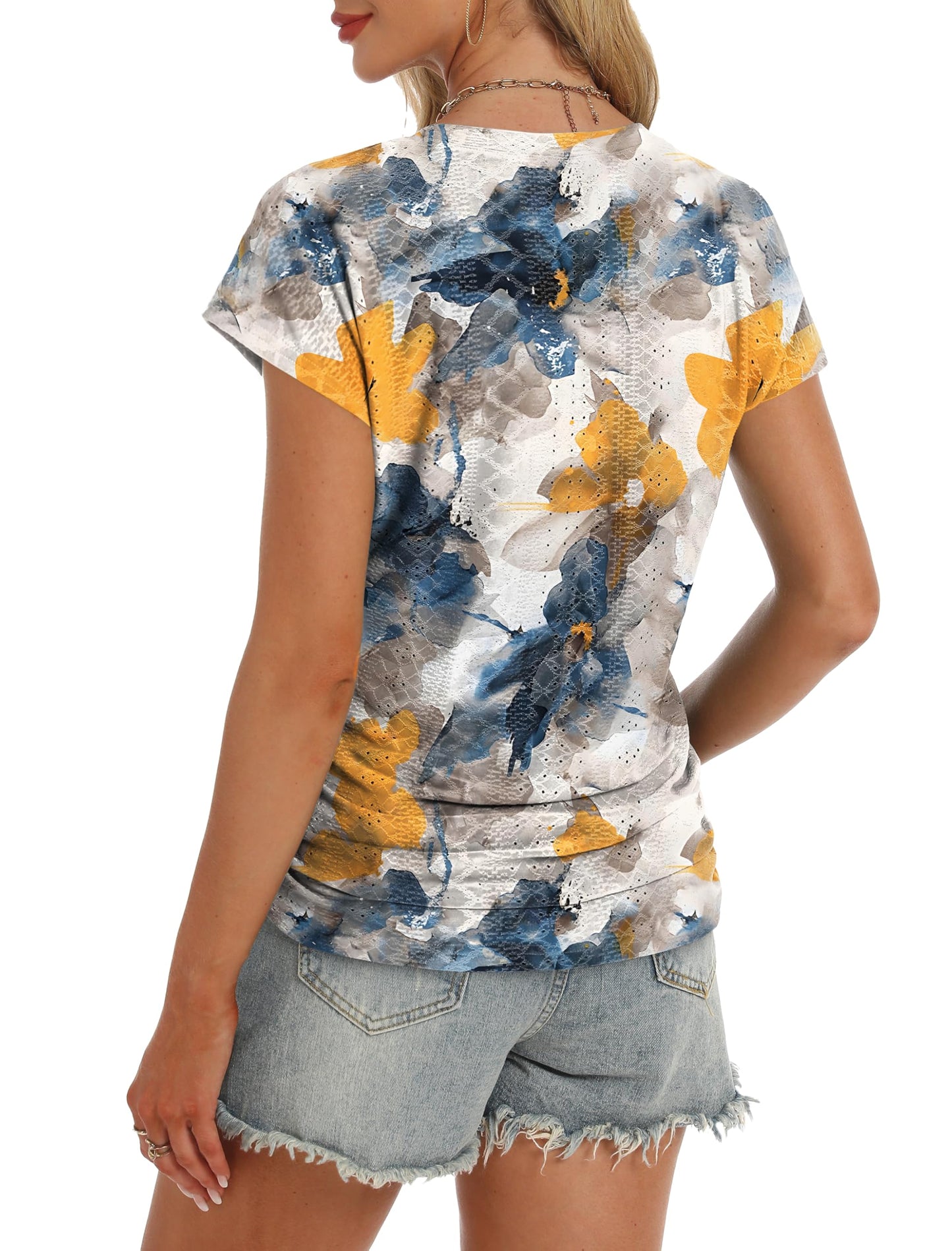Short Sleeve Blouses Casual Floral