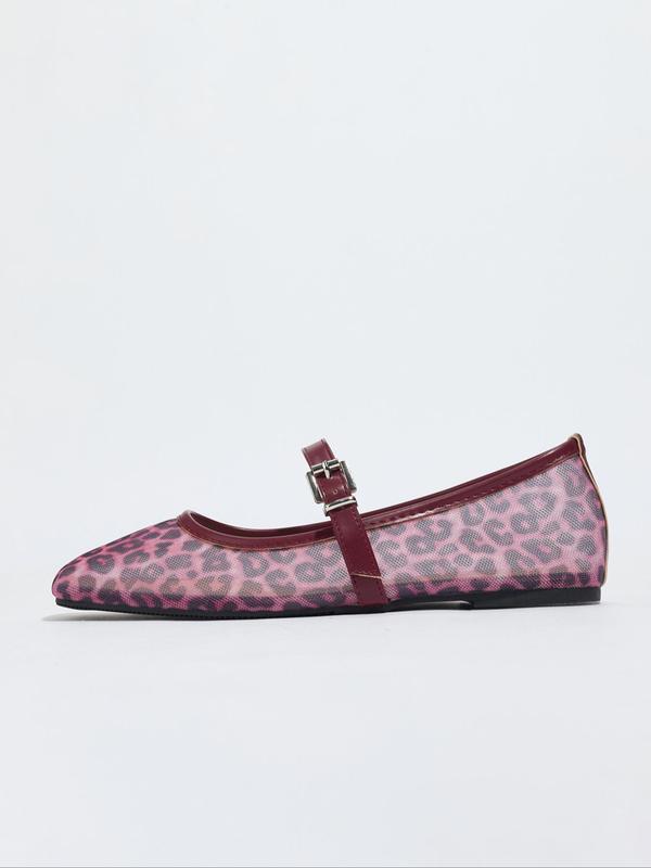 Leopard Print Mary Jane Flats Shoes