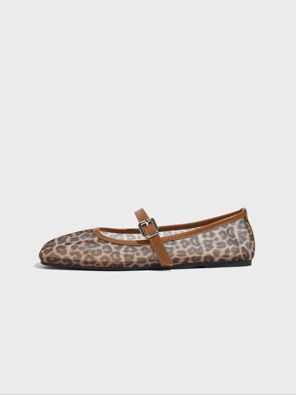 Leopard Print Mary Jane Flats Shoes