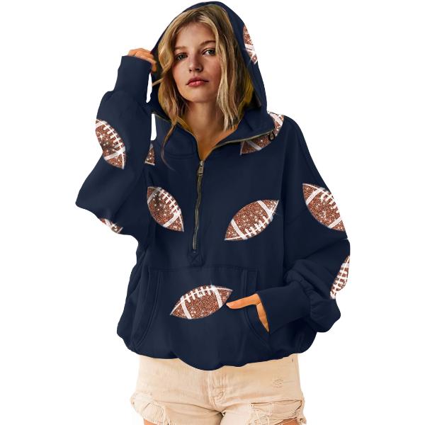 Womens Football Sequin Sweatshirt Hoodies
