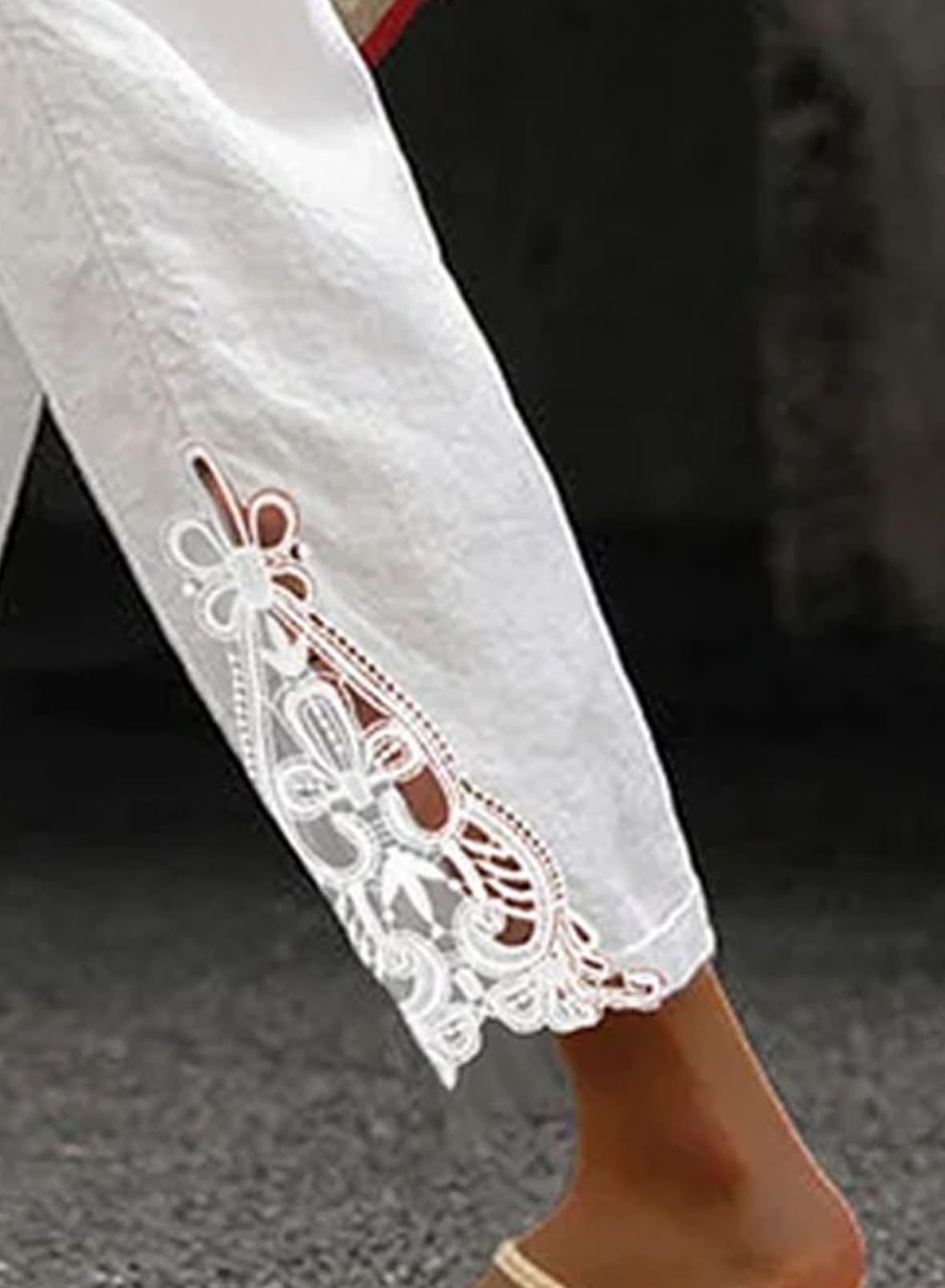 Linen Pants Lightweight Drawstring Elastic Waist White