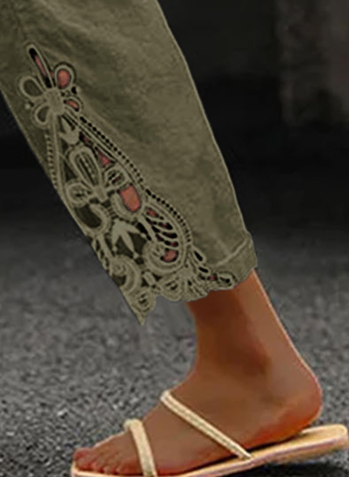 Linen Pants Lightweight Drawstring Elastic Capri Pants Trousers