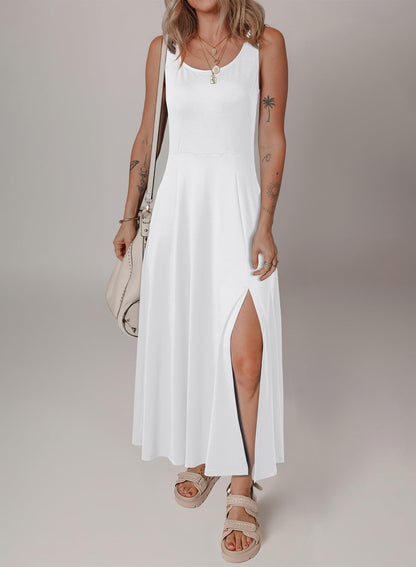 Crew Neck Sleeveless Sundresses