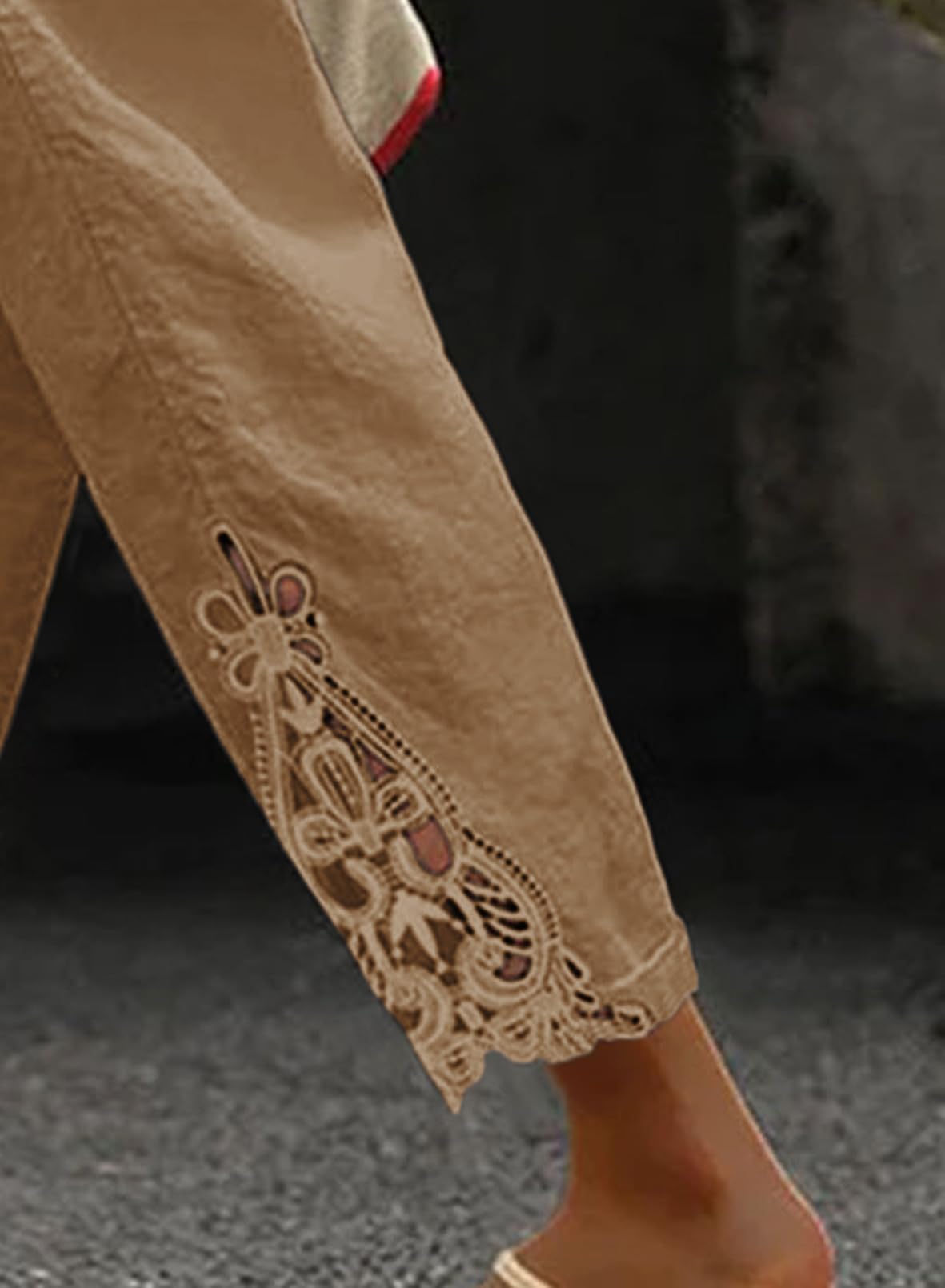 Linen Pants Beach Capri Pants Trousers  Khaki
