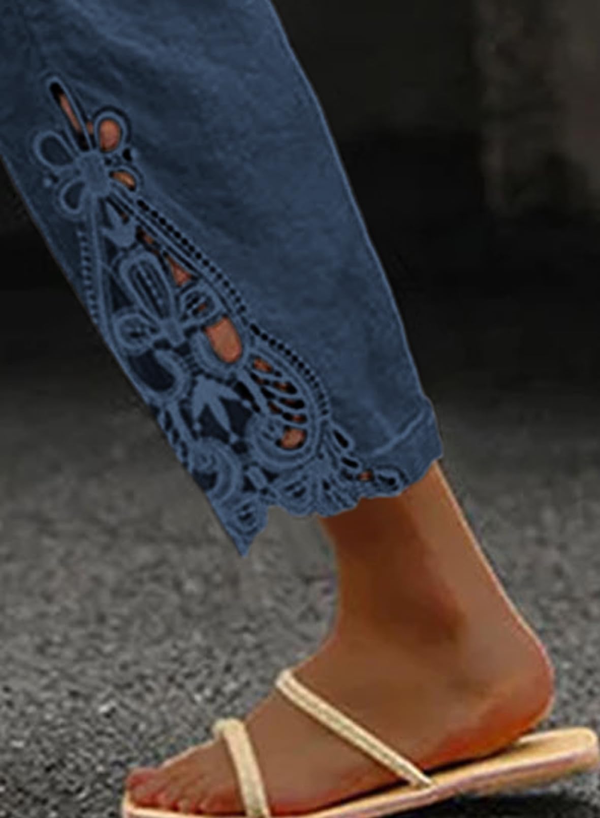 Linen Pants Beach Capri Pants Trousers Blue