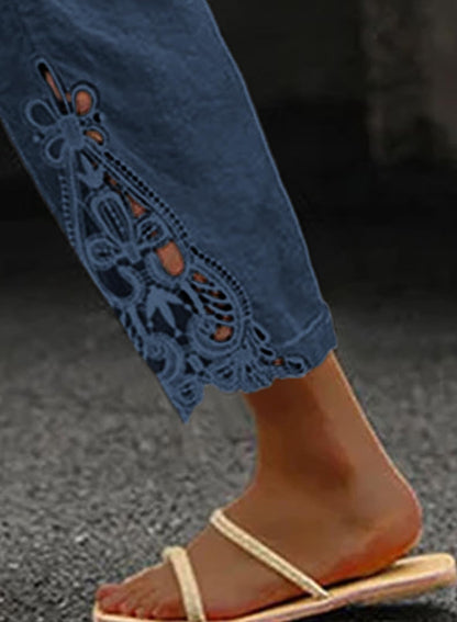 Linen Pants Beach Capri Pants Trousers Blue