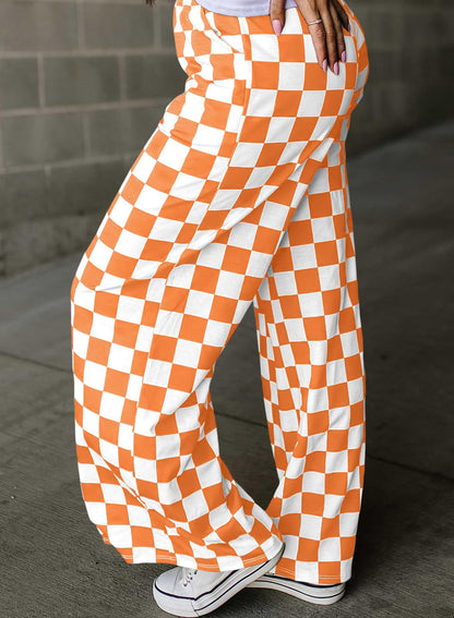 Checkered Pants Orange and White