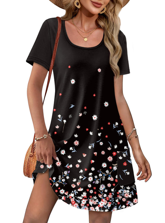 Neck Short Sleeve T Shirts Dress