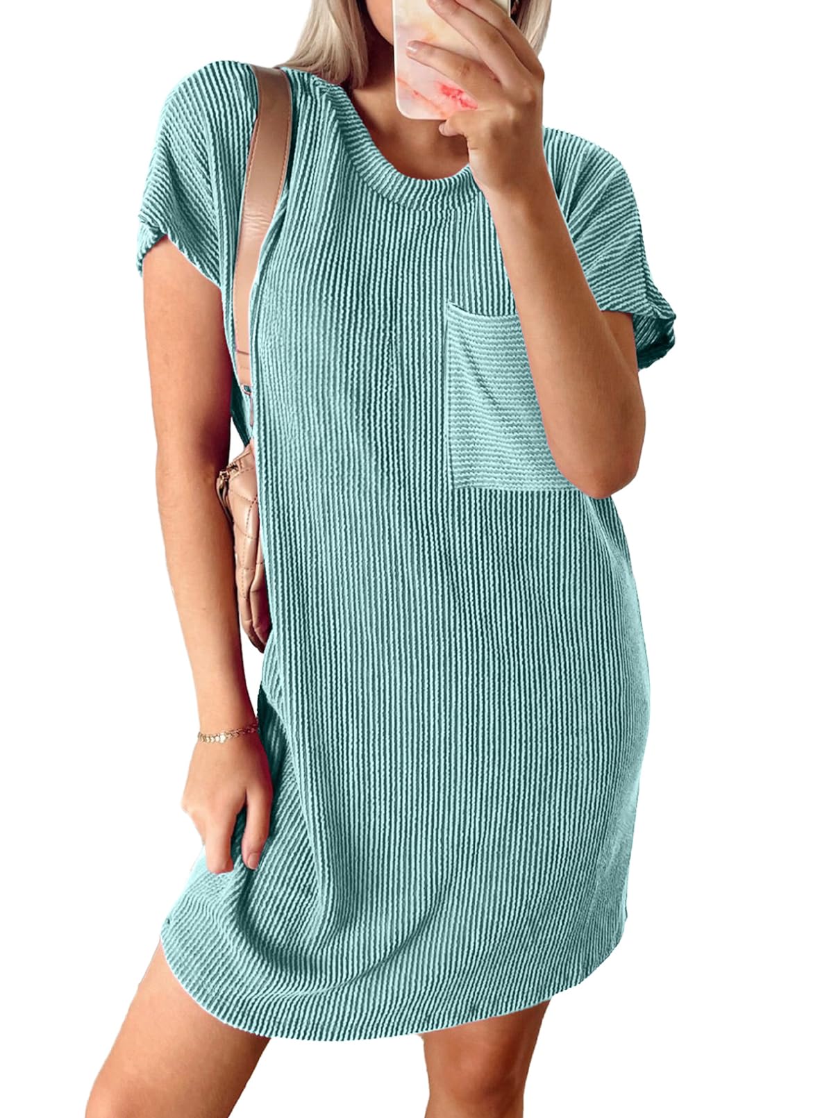 Crewneck Short Sleeve Mini Dresses