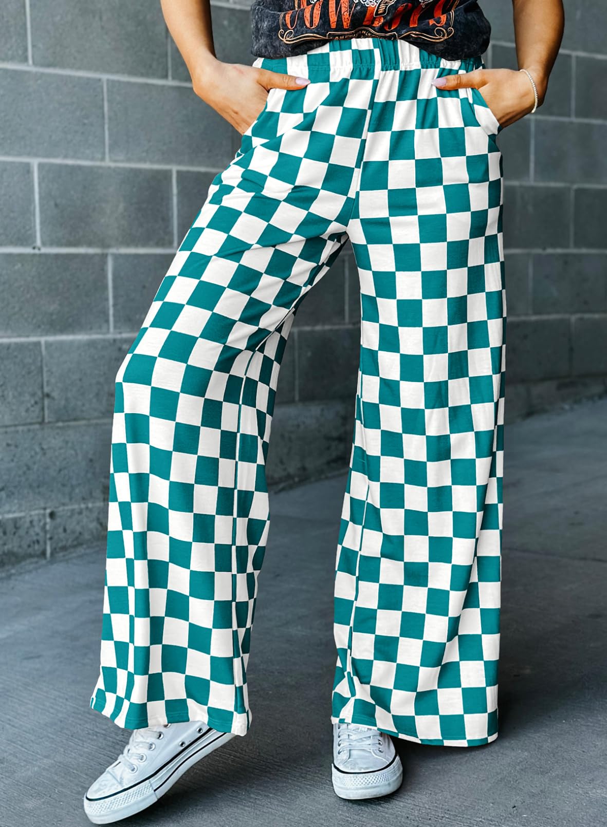 Checkered Pants Orange and White Green