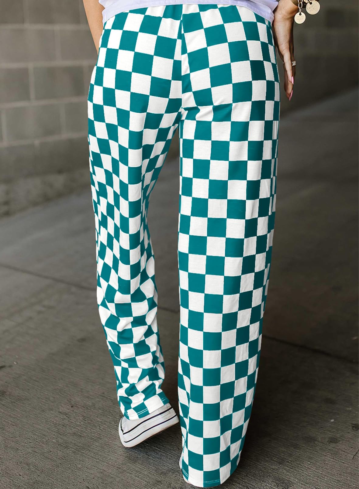 Checkered Pants Orange and White Green
