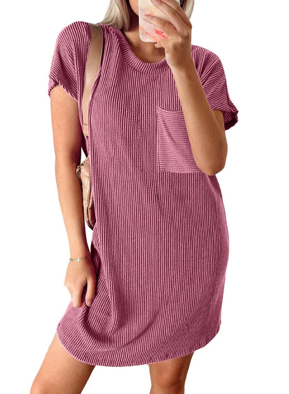 Crewneck Short Sleeve Mini Dresses