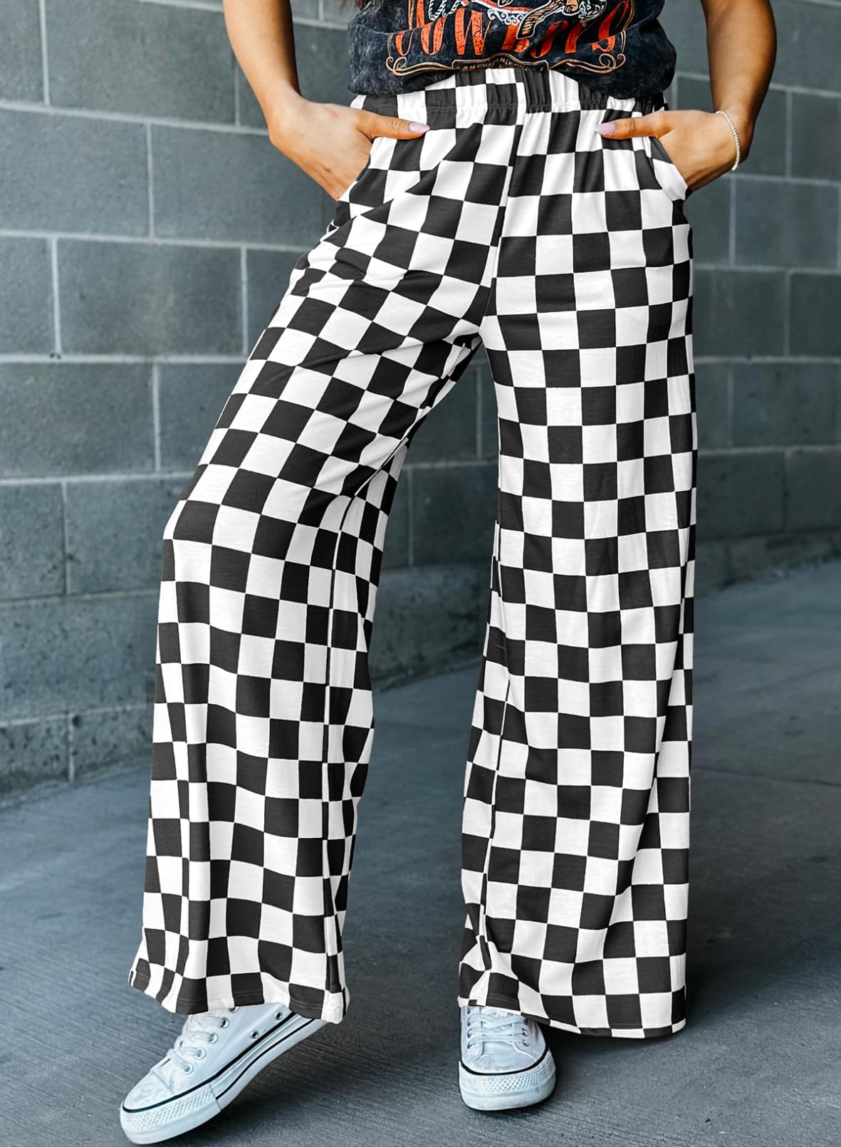 Checkered Pants Black