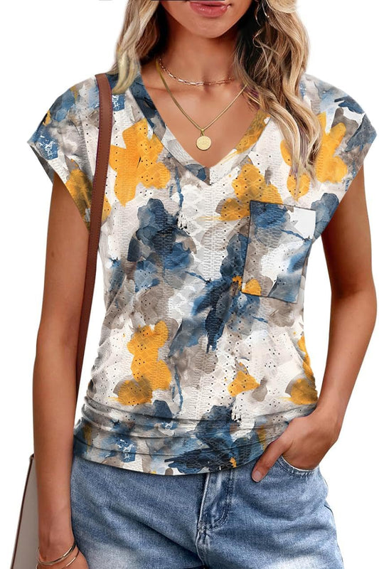 Short Sleeve Blouses Casual Floral