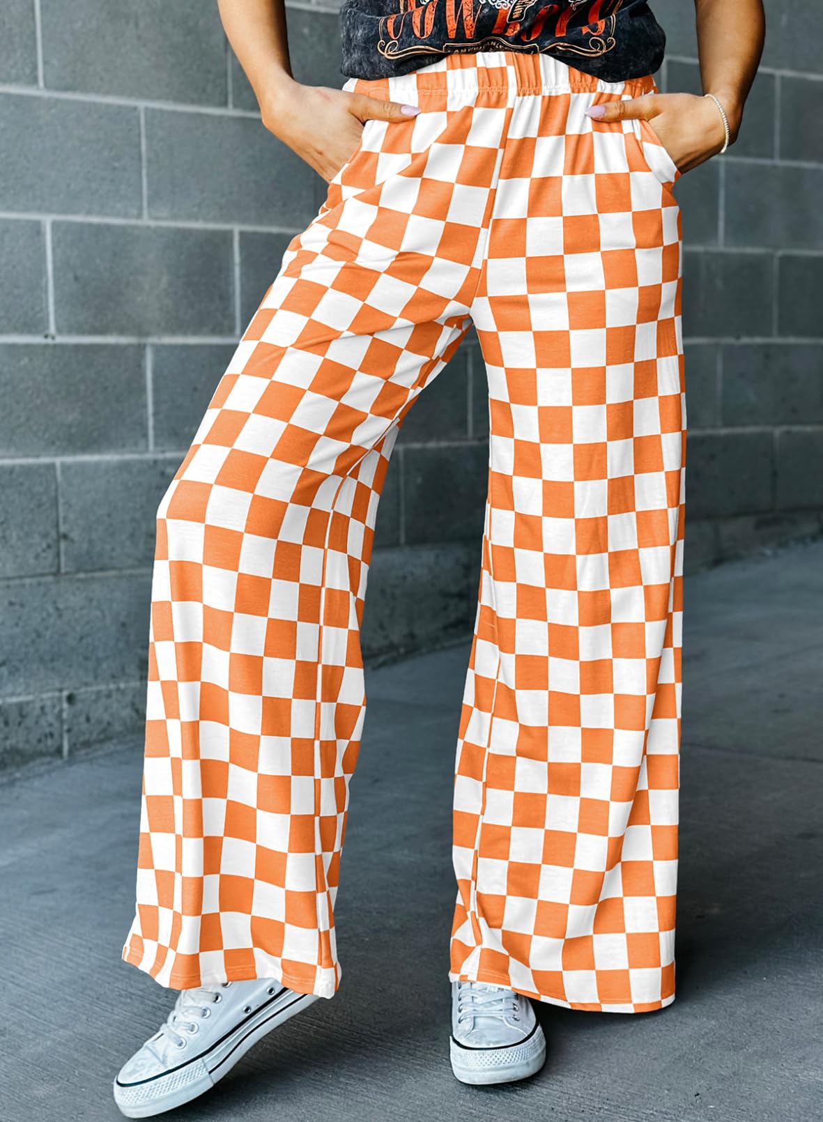 Checkered Pants Orange and White