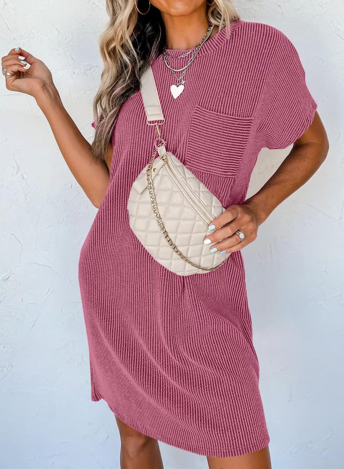 Crewneck Short Sleeve Mini Dresses