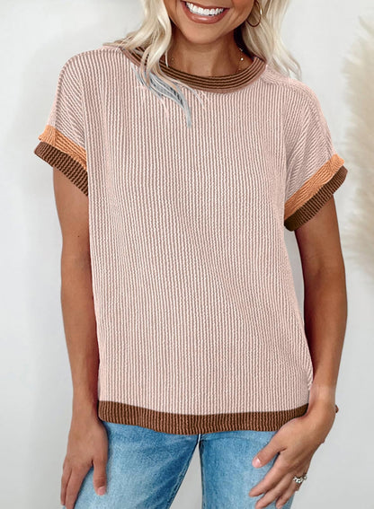 Short Sleeve Crewneck Loose Ribbed Tshirt