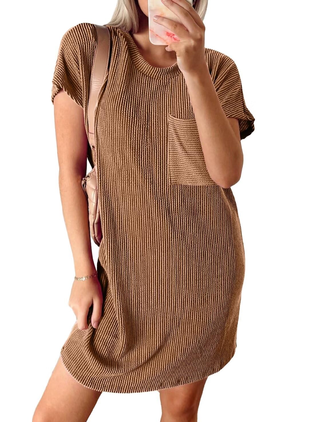 Crewneck Short Sleeve Mini Dresses
