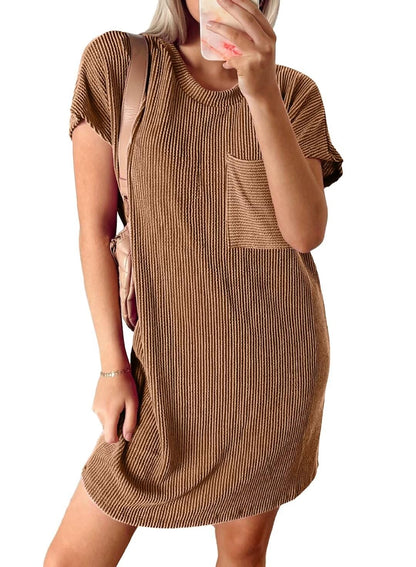 Crewneck Short Sleeve Mini Dresses