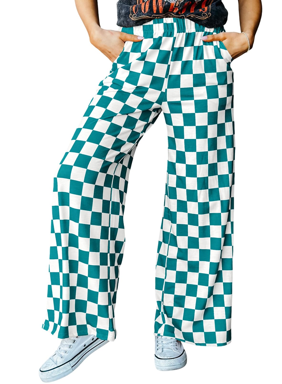 Checkered Pants Orange and White Green
