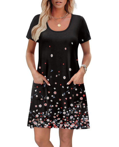 Neck Short Sleeve T Shirts Dress