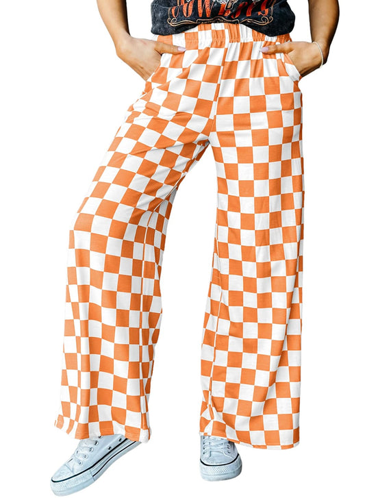 Checkered Pants Orange and White
