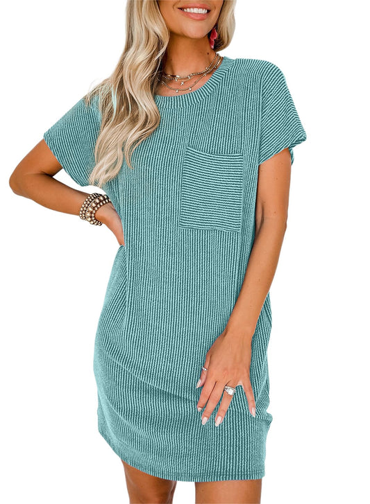 Crewneck Short Sleeve Mini Dresses
