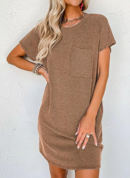 Crewneck Short Sleeve Mini Dresses