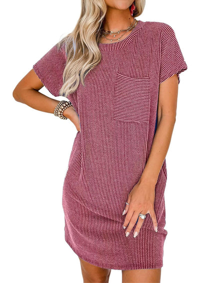 Crewneck Short Sleeve Mini Dresses