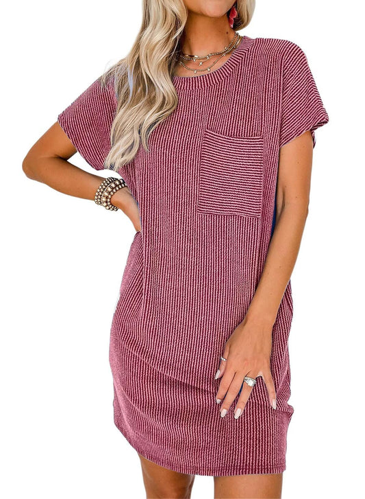 Crewneck Short Sleeve Mini Dresses