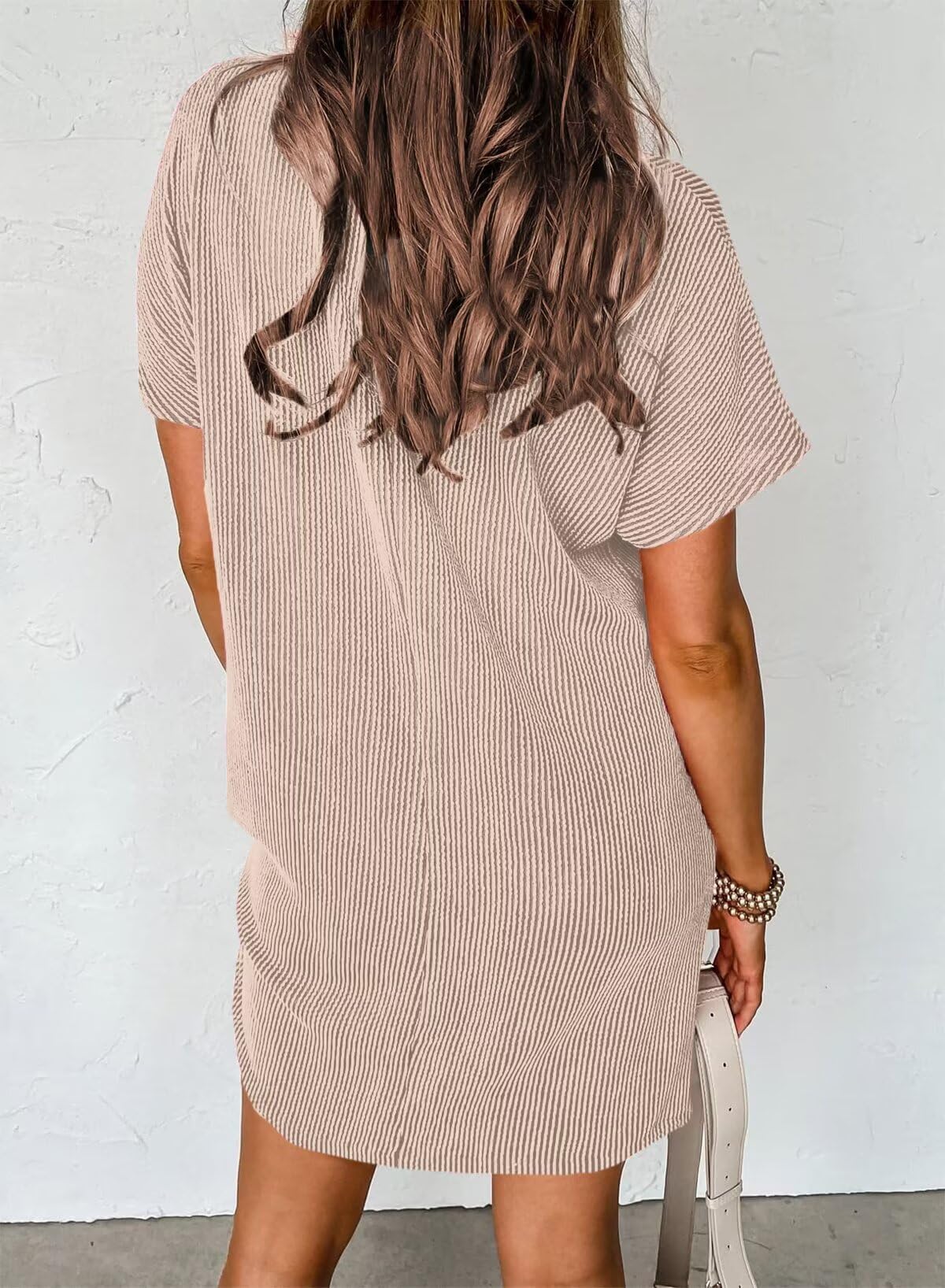 Crewneck Short Sleeve Shift  Dresses
