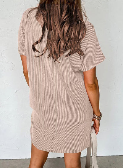 Crewneck Short Sleeve Shift  Dresses