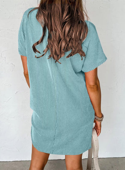 Crewneck Short Sleeve Mini Dresses