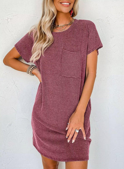 Crewneck Short Sleeve Mini Dresses