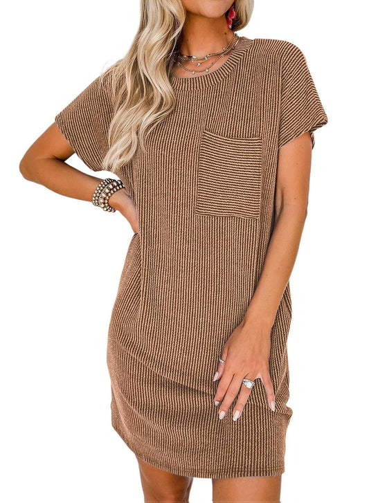 Crewneck Short Sleeve Mini Dresses