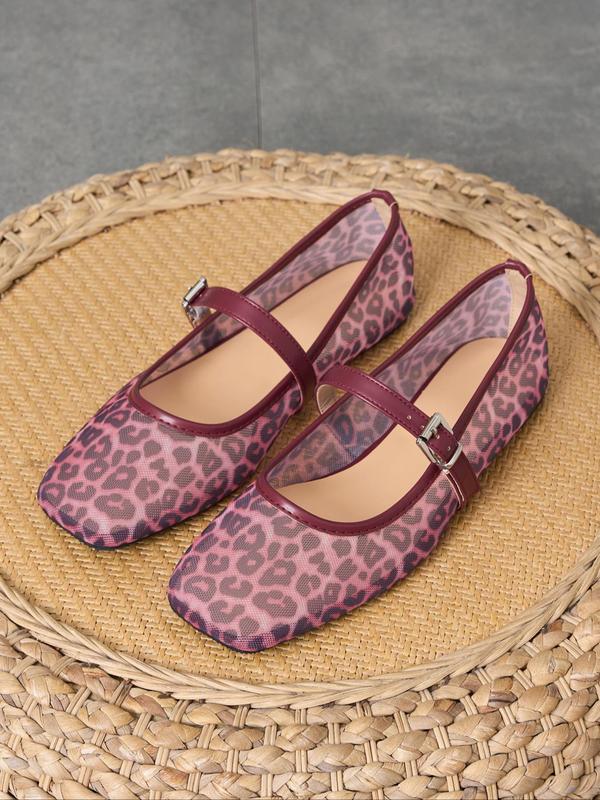 Leopard Print Mary Jane Flats Shoes