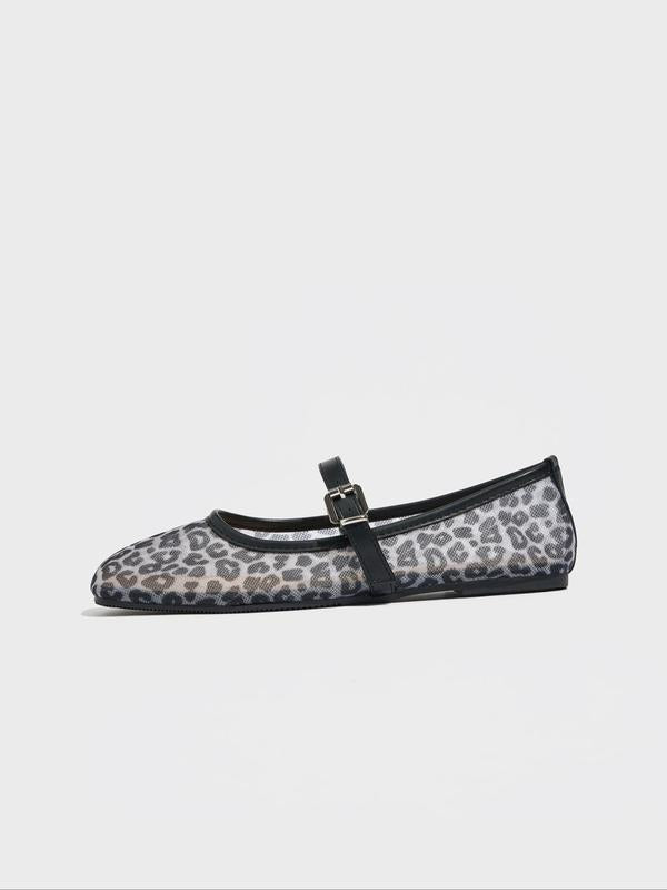 Leopard Print Mary Jane Flats Shoes
